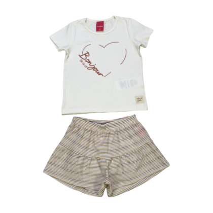 Conjunto Feminino Blusa Estampa Bonjour e Shorts 53753 - Kamylus 