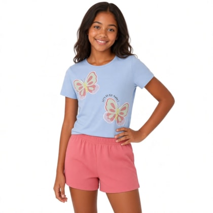 Conjunto Feminino Blusa Estampa Borboletas e Shorts 37217 - Brandili