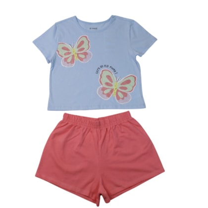 Conjunto Feminino Blusa Estampa Borboletas e Shorts 37217 - Brandili