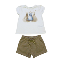 Conjunto Feminino Blusa Estampa Cabides e Shorts Moletinho com Lurex 2000379 - Milon