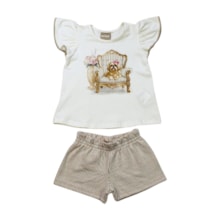 Conjunto Feminino Blusa Estampa Cachorro e Shorts 2001265 - Milon