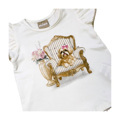 Conjunto Feminino Blusa Estampa Cachorro e Shorts 2001265 - Milon