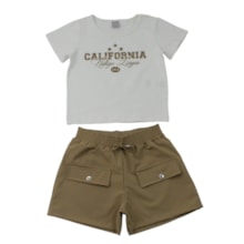 Conjunto Feminino Blusa Estampa California com Glitter e Shorts 27421 - Two Colors