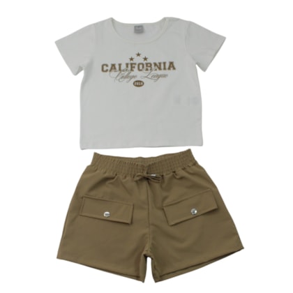 Conjunto Feminino Blusa Estampa California com Glitter e Shorts 27421 - Two Colors