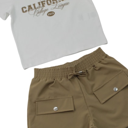 Conjunto Feminino Blusa Estampa California com Glitter e Shorts 27421 - Two Colors