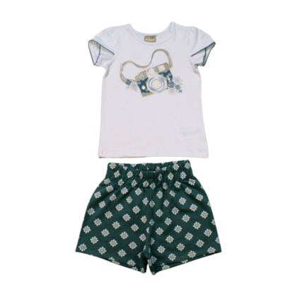 Conjunto Feminino Blusa Estampa Camera e Shorts Moletinho 2001044 - Milon 