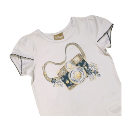 Conjunto Feminino Blusa Estampa Camera e Shorts Moletinho 2001044 - Milon 
