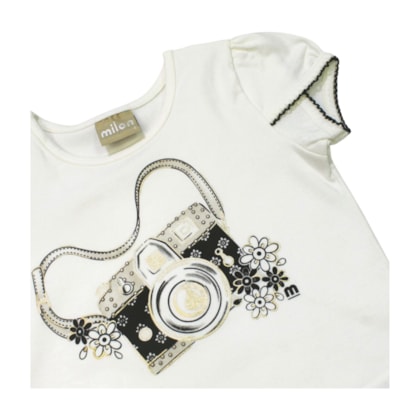 Conjunto Feminino Blusa Estampa Camera e Shorts Moletinho 2001044 - Milon 
