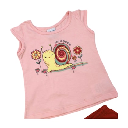 Conjunto Feminino Blusa Estampa Caracol e Shorts 18361 - Teddy