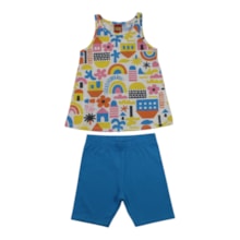 Conjunto Feminino Blusa Estampa Casinhas e Bermuda 1001813 - Kyly