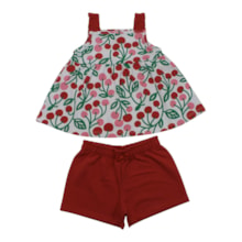 Conjunto Feminino Blusa Estampa Cerejas e Shorts 1001816 - Kyly