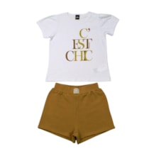 Conjunto Feminino Blusa Estampa Chic e Shorts Jacquard 61786 - Soda