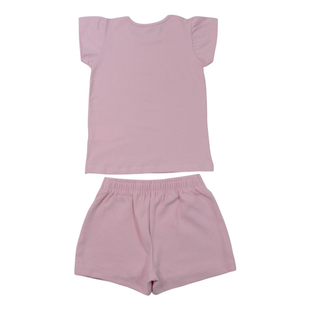 Conjunto Feminino Blusa Estampa Coração com Strass e Shorts 27071 - Rollu