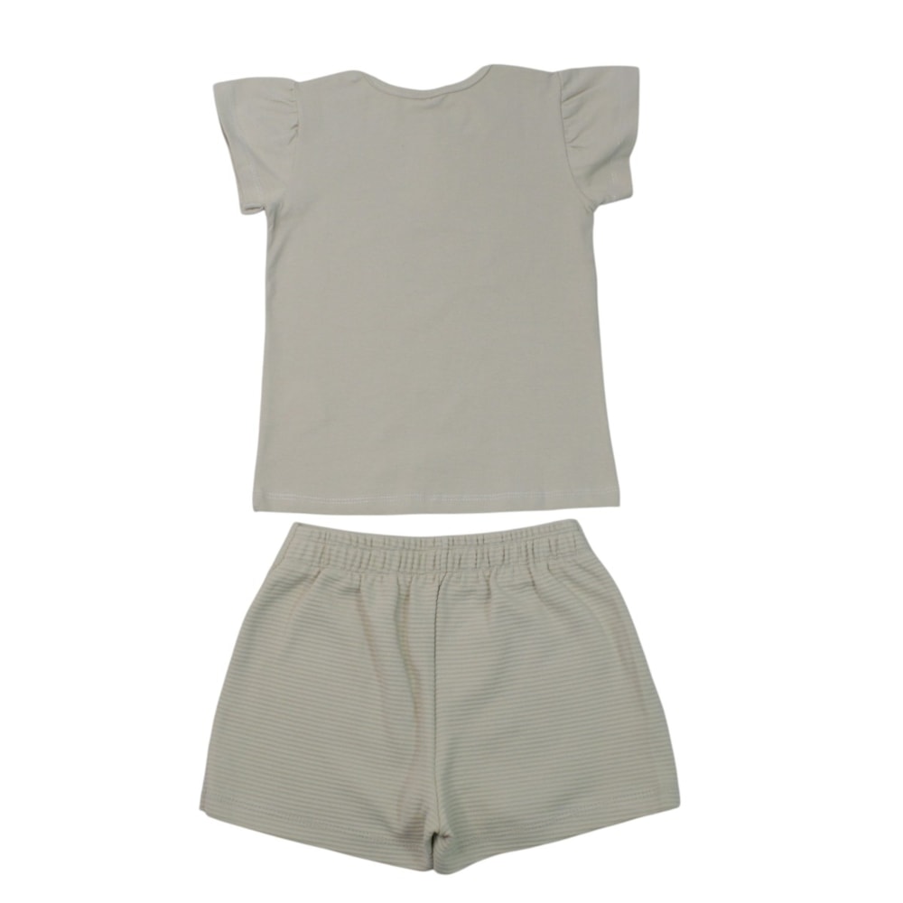 Conjunto Feminino Blusa Estampa Coração com Strass e Shorts 27071 - Rollu