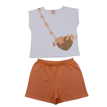 Conjunto Feminino Blusa Estampa Coração e Shorts 46241 - Kely Kety