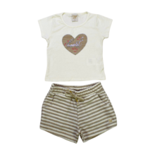 Conjunto Feminino Blusa Estampa Coração e Shorts Moletinho 11533 - Tiny Joy 