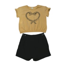 Conjunto Feminino Blusa Estampa Coração e Shorts Saia 2001046 - Milon