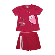 Conjunto Feminino Blusa Estampa Coração e Shorts Saia 24549 - Leb   