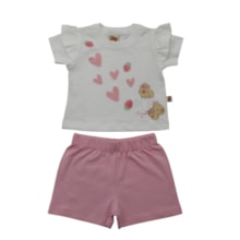 Conjunto Feminino Blusa Estampa Corações e Shorts 9870 - Livy
