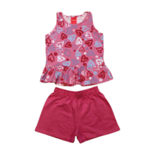 Conjunto Feminino Blusa Estampa Corações e Shorts Moletinho 43390 - Kely kety 