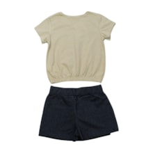 Conjunto Feminino Blusa Estampa Corações e Shorts Saia 25168 - Rollu