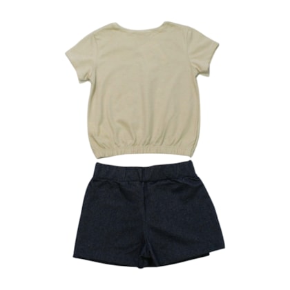 Conjunto Feminino Blusa Estampa Corações e Shorts Saia 25168 - Rollu