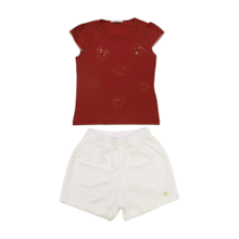 Conjunto Feminino Blusa Estampa Corações e Shorts Sarja 11589 - Tiny Joy 