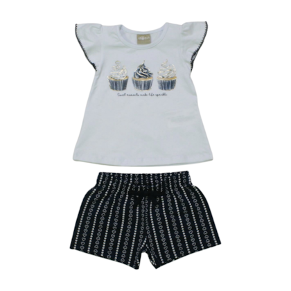 Conjunto Feminino Blusa Estampa Cupcake e Shorts 2000378 - Milon 