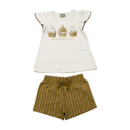 Conjunto Feminino Blusa Estampa Cupcake e Shorts 2000378 - Milon 