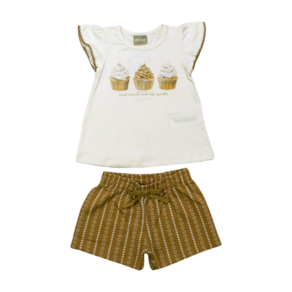 Conjunto Feminino Blusa Estampa Cupcake e Shorts 2000378 - Milon 