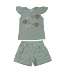 Conjunto Feminino Blusa Estampa Cute e Shorts Jacquard 18819 - Teddy
