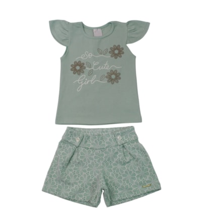 Conjunto Feminino Blusa Estampa Cute e Shorts Jacquard 18819 - Teddy