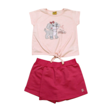 Conjunto Feminino Blusa Estampa Dog e Shorts Saia Moletinho 22148 - Rollu