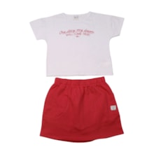 Conjunto Feminino Blusa Estampa Dream e Saia Moletinho 43762 - Boca Grande