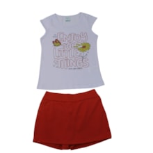 Conjunto Feminino Blusa Estampa Enjoy e Shorts Saia 18930 - Teddy