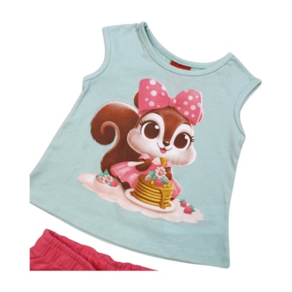 Conjunto Feminino Blusa Estampa Esquilo e Shorts 1000986 - Kyly