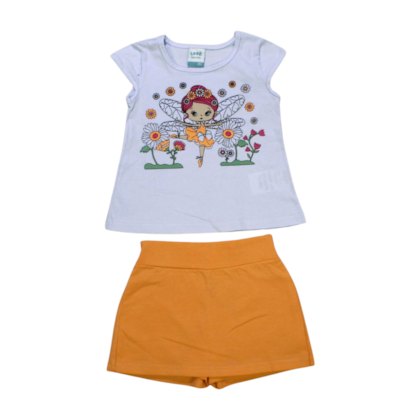 Conjunto Feminino Blusa Estampa Fada e Shorts Saia 17862 - Teddy 