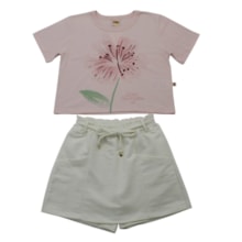 Conjunto Feminino Blusa Estampa Flor e Shorts Saia 9919 - Livy