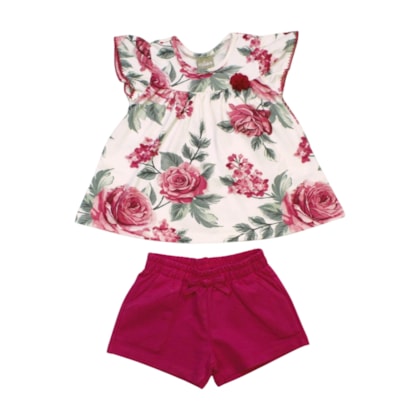 Conjunto Feminino Blusa Estampa Floral e Shorts 2001020 - Milon