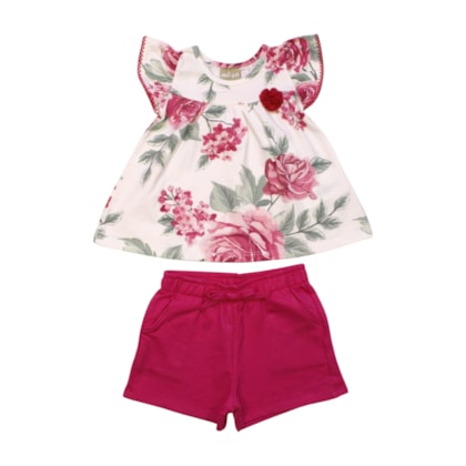 Conjunto Feminino Blusa Estampa Floral e Shorts 2001020 - Milon
