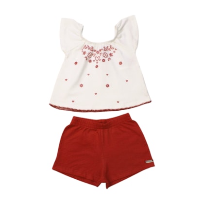 Conjunto Feminino Blusa Estampa Flores com Glitter e Shorts 26904 - Brandili  