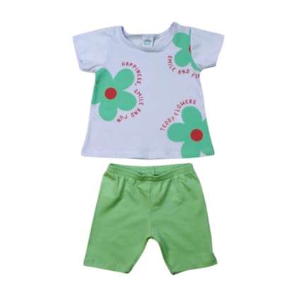 Conjunto Feminino Blusa Estampa Flores e Bermuda 18367 - Teddy