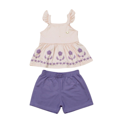 Conjunto Feminino Blusa Estampa Flores e Shorts 11223 - Kaiani