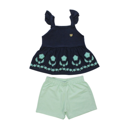 Conjunto Feminino Blusa Estampa Flores e Shorts 11223 - Kaiani