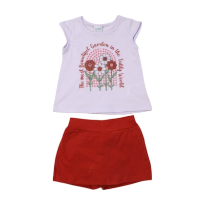 Conjunto Feminino Blusa Estampa Flores e Shorts 18366 - Teddy