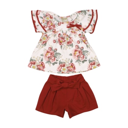 Conjunto Feminino Blusa Estampa Flores e Shorts 2001270 - Milon 