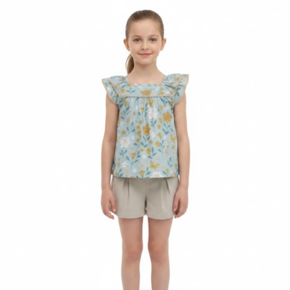 Conjunto Feminino Blusa Estampa Flores e Shorts 2001742 - Milon