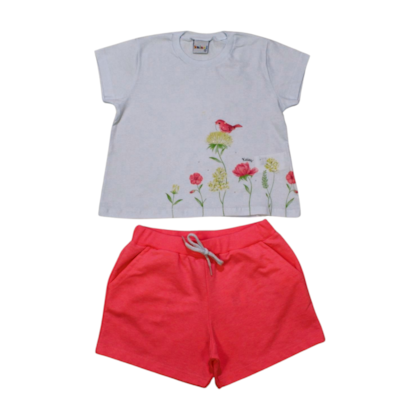 Conjunto Feminino Blusa Estampa Flores e Shorts Moletinho 11240 - Kaiani        