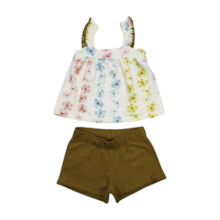 Conjunto Feminino Blusa Estampa Flores e Shorts Moletinho 26247 - Brandili Mundi     