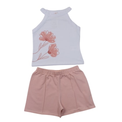 Conjunto Feminino Blusa Estampa Flores e Shorts Moletinho 46199 - kely kety